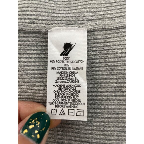 Fundamental Performance Ribbed Cardigan Sweater Womens Large Gray Cozy Relaxed - Picture 7 of 9